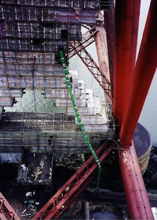 Long rubbish chute on the Forth Road Bridge